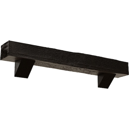 Kit W/ Breckinridge Corbels, Premium Walnut, 6H  X 8D X 48W Rough Sawn Faux Wood Fireplace ManteL